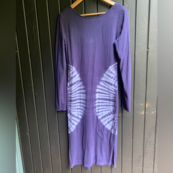 Anthropologie Daily Practice Dress Blue Tie Dye Midi Dress Size M - Picture 4 of 5